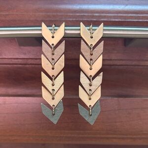 Chevron Link Drop Earrings in Rose Gold and Silver